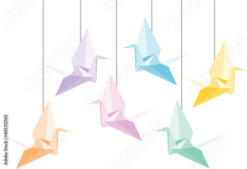 Fototapeta Naklejka Na Ścianę i Meble -  origami paper birds vector image