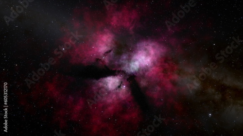 Fotografi Cosmic nebula in space among stars and galaxies