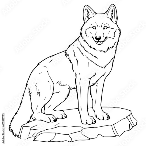 Wolf  Vector  Line art  Coloring  Wildlife  Animal  Cute