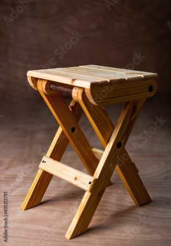Wooden chair in brown background