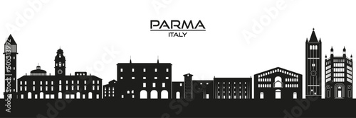 Italy, Parma skyline, city Parma, Parma cityscape with famous landmarks, city sights, landscape.