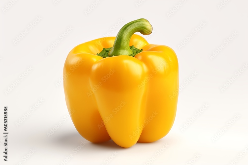 Fresh yellow peppers on a white background from generative ai Fresh yellow peppers on a white background from generative ai