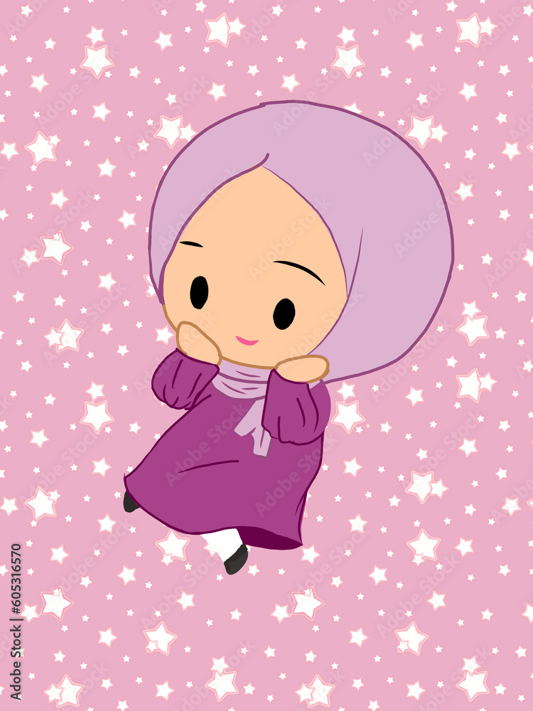 Cute hijab girl in pink