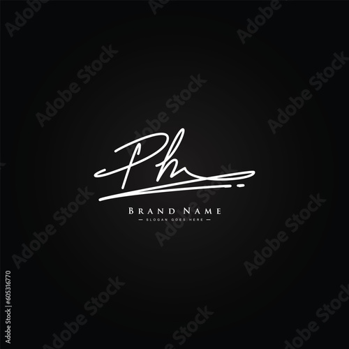 PH Initial Logo in Signature Style for Photography and Fashion Business - Hand Drawn Signature Logo Vector
