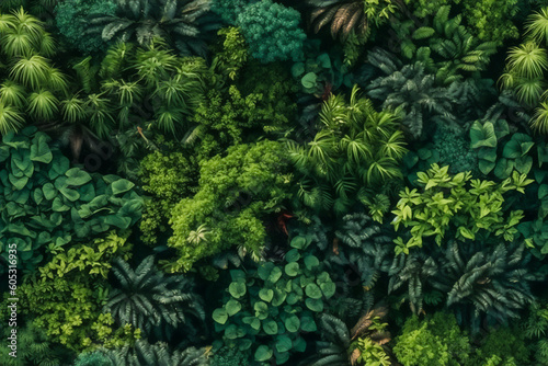 AI generative seamless tropical forest background.