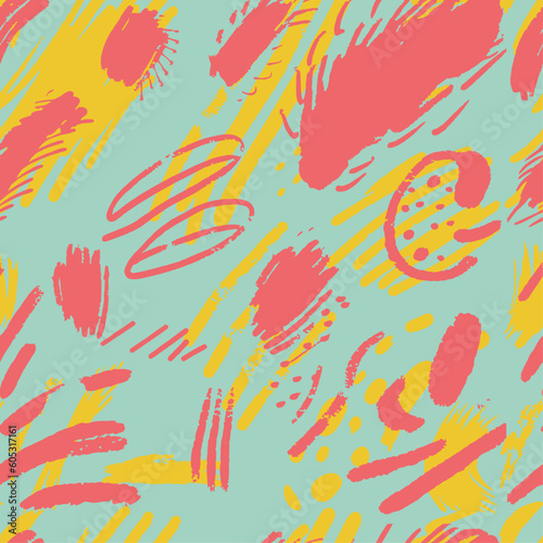 Brush strokes. A set of abstract shapes. Vector seamless pattern. Trending illustrations for t-shirt prints, posters, labels, music covers.