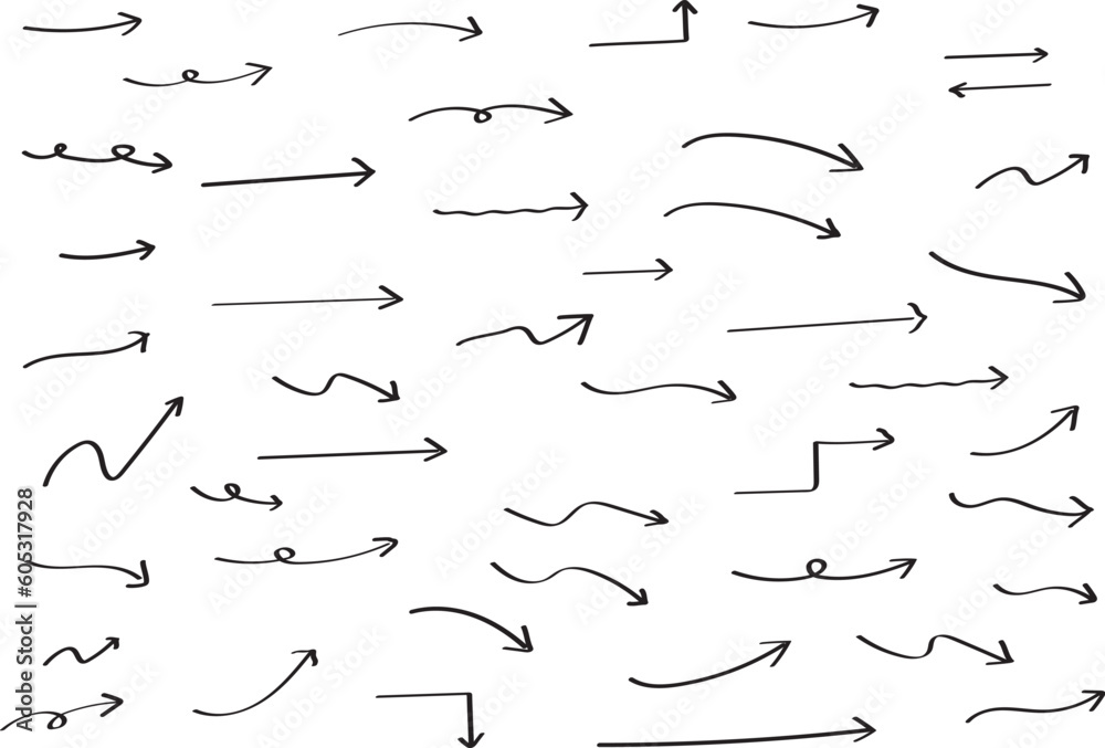 かわいい手書きの矢印セット Hand drawn cute vector arrows set かわいい手書きの矢印セット Hand drawn cute vector arrows set