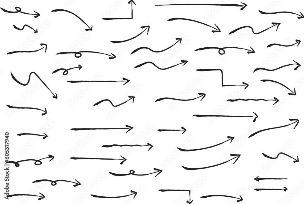 かわいい手書きの矢印セット Hand drawn cute vector arrows set かわいい手書きの矢印セット Hand drawn cute vector arrows set