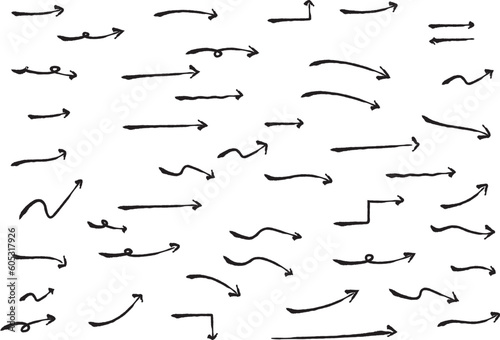 かわいい手書きの矢印セット　   Hand drawn cute vector arrows set