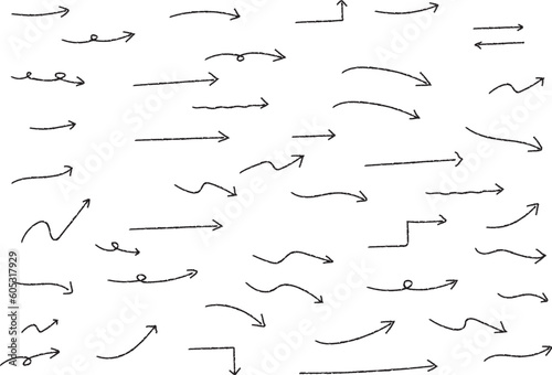 かわいい手書きの矢印セット　   Hand drawn cute vector arrows set