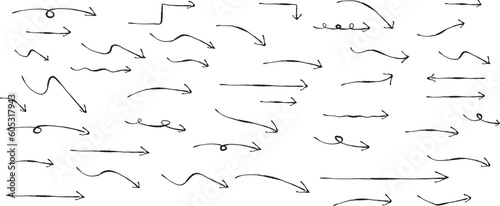 かわいい手書きの矢印セット　   Hand drawn cute vector arrows set