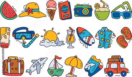 Summer Holiday Illustration Icon Set