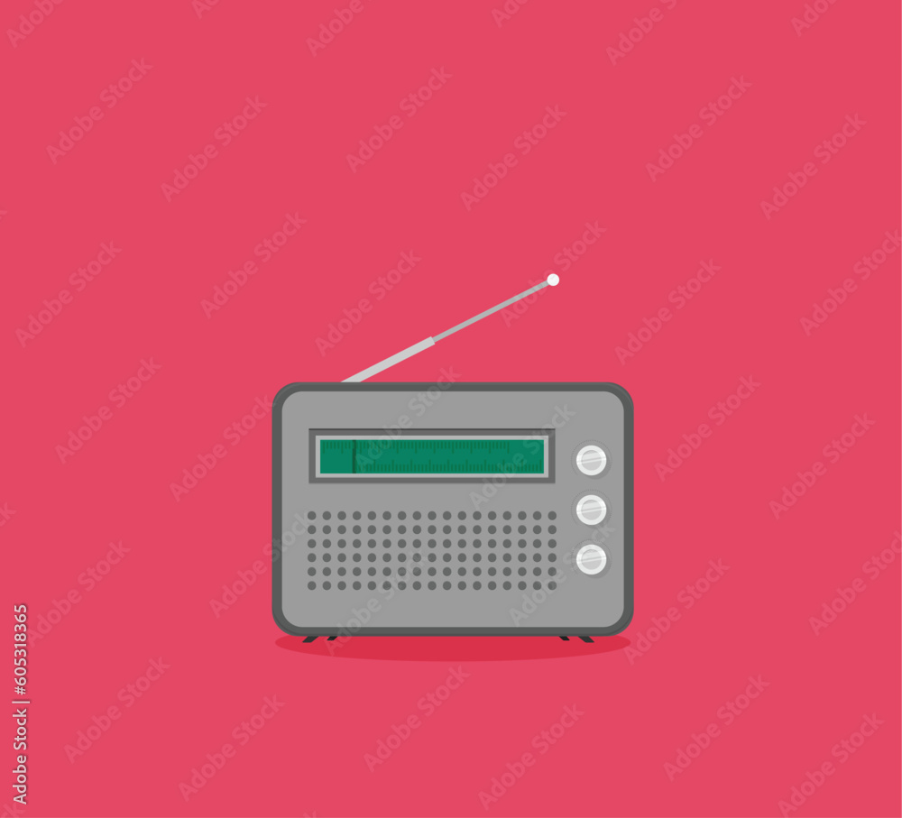 Fototapeta premium Flat vector illustration Radio. Flat icon