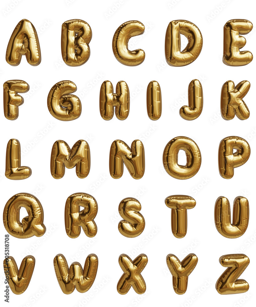 3D golden alphabet letters 3D golden alphabet letters