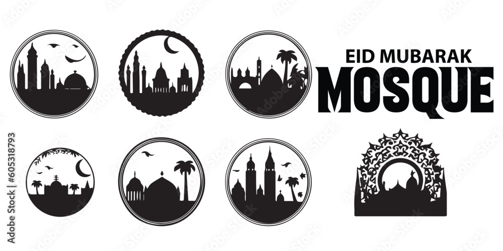 A silhouette Eid Mubarak vector design.