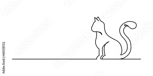Cat in continuous line art drawing style. Minimalist black linear sketch isolated on white background. Vector illustration