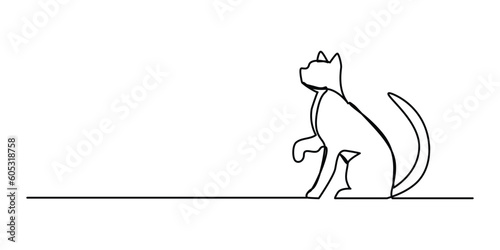Cat in continuous line art drawing style. Minimalist black linear sketch isolated on white background. Vector illustration