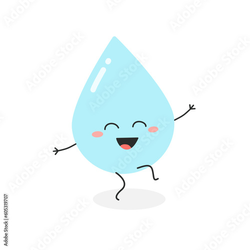 Cheerful cartoon water drop dancing vector illustration