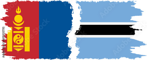 Botswana and Mongolia grunge flags connection vector