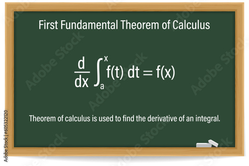 First Fundamental Theorem of Calculus. Math. Vector illustration.