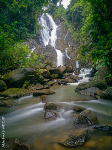 Extraordinary beauty  enjoying the waterfall in Kuningan  West Java  23 May 2023. Kuningan  paradise for hidden waterfalls