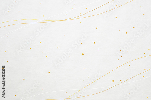 Abstract modern Japanese style background. Graceful golden wavy patterned Japanese washi paper texture background.
