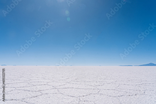 landscape with salt. Salar de uyuni Bolivia, salt lake in full sun