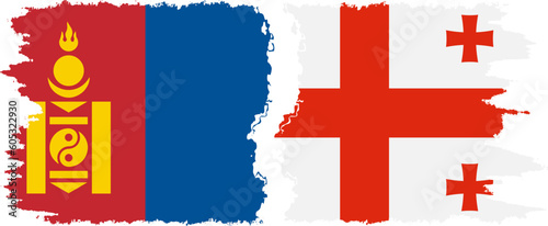 Georgia and Mongolia grunge flags connection vector