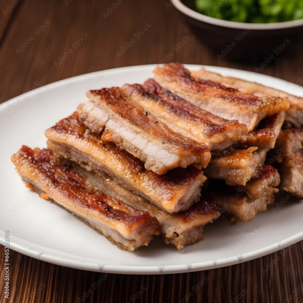 Roast pork skin food dish photo generative ai Roast pork skin food dish photo generative ai