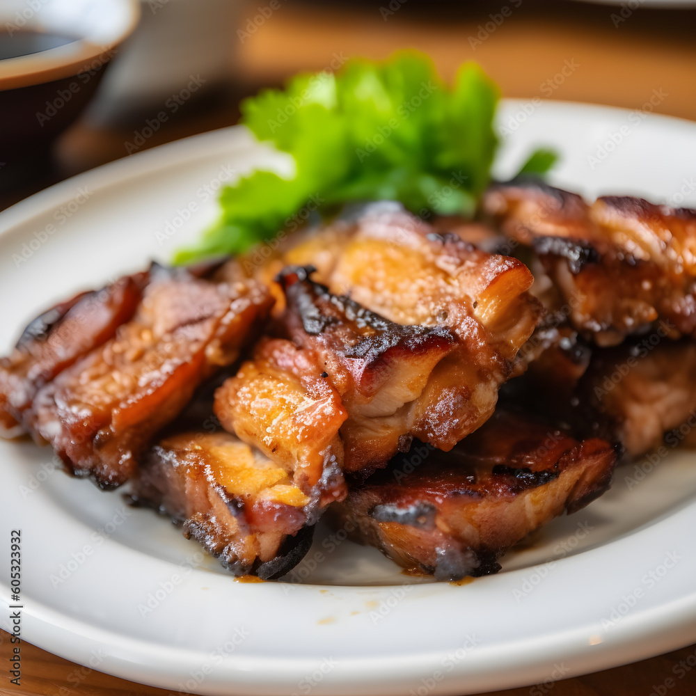 Roast pork skin food dish photo generative ai Roast pork skin food dish photo generative ai