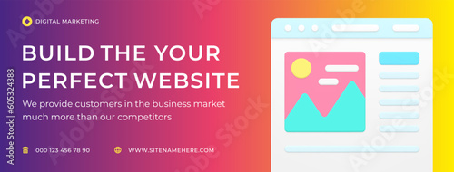 Digital marketing agency website internet advertising content social media banner 3d icon vector