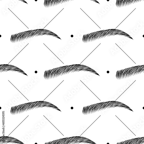 Vector seamless pattern with woman black eyebrow