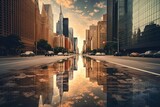 Sunrise Symphony: Future New York City with Marvelous Sky Reflections - AI Generative