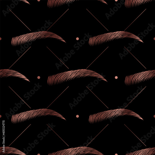 Vector seamless pattern with woman rose gold 
eyebrow