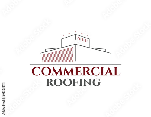 Simple Commercial Roofing Building Logo Design Template
