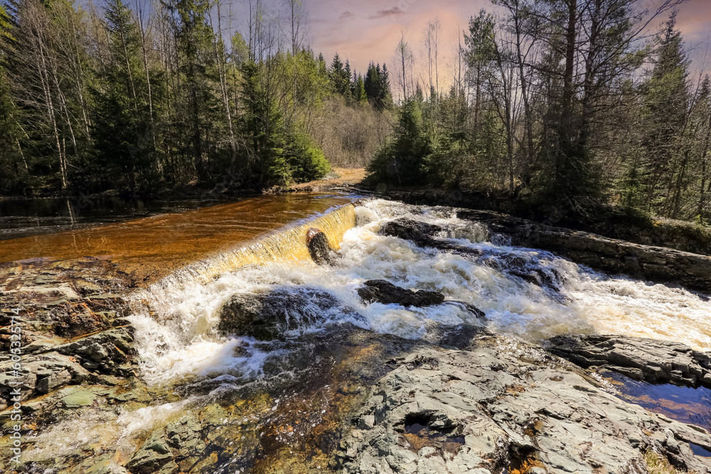 Fototapeta premium Spring flood at the river Homla, Norway