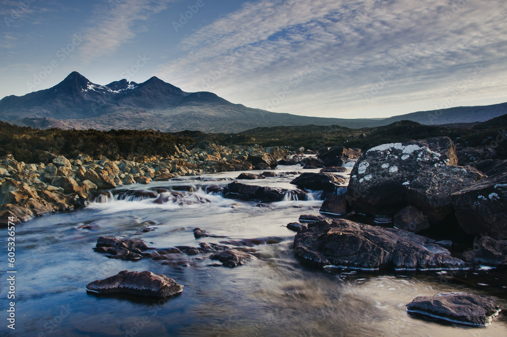 Scenic stream and rocks in the scottish Highlands 