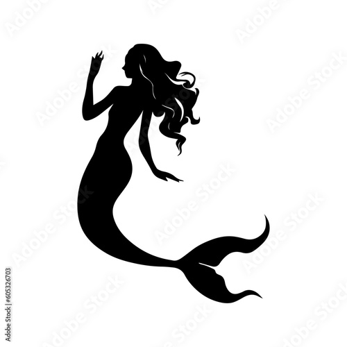 Vector illustration. Mermaid silhouette. Girl with a fish tail.