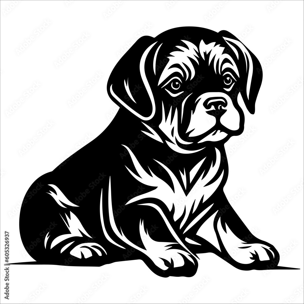 Fototapeta premium Rottweiler puppy in vector style