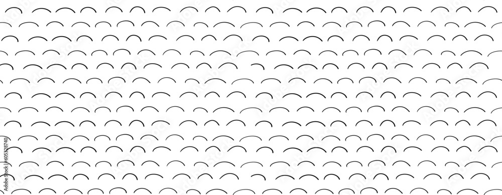 Texture in black hand-drawn repeating arcs. Texture in black hand-drawn repeating arcs.