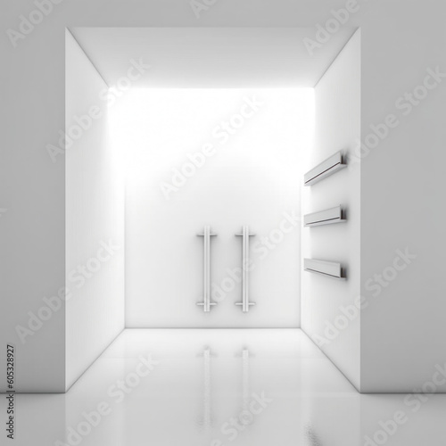 Empty White Room with a single Object in the style of Monochrome Mastery Wallpaper Minimalist Impulses Generative AI Digital Art Background Cover