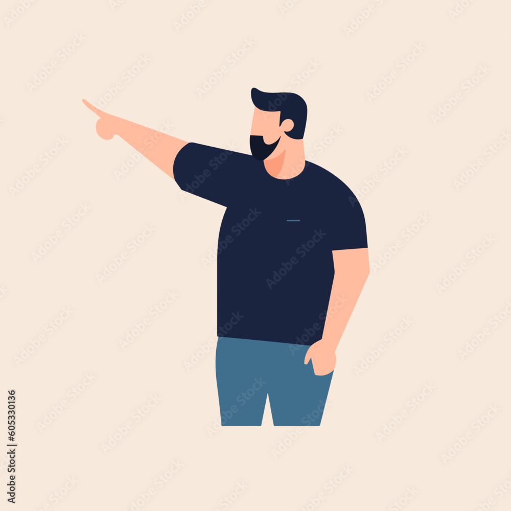 Guy pointing simple minimal vector art
