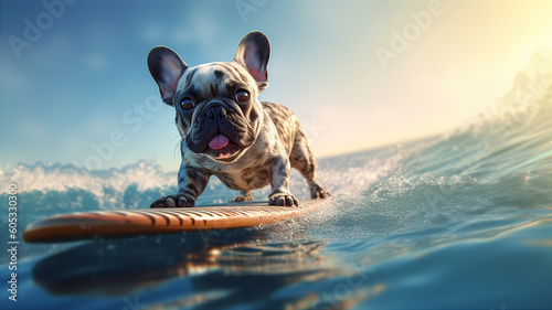 dog in the sea surfing © DEMIAN