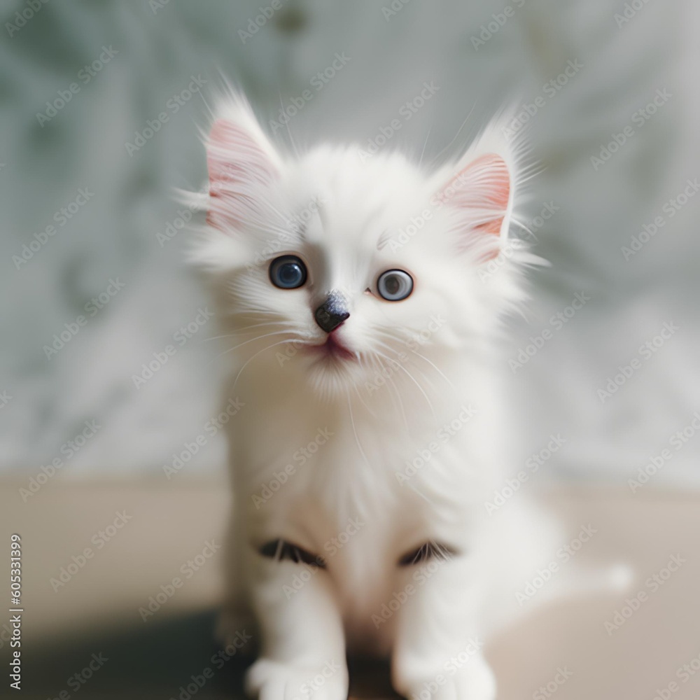 Close-up of a beautiful white cat