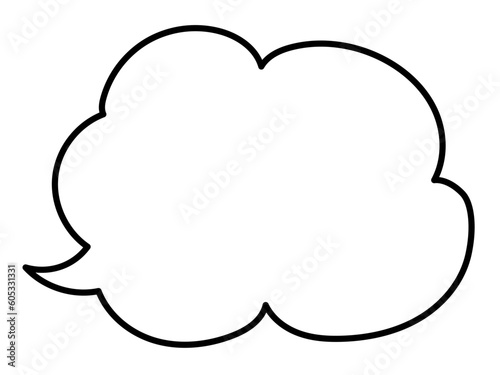 手書きモクモク吹き出し（左・黒線塗り無し）