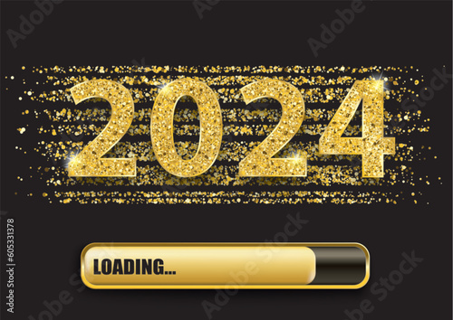 2024 Loading Progress Bar Golden Confetti Night