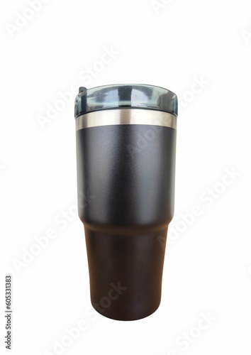 Blank Stainless Steel Tumbler with Lid for branding mock up.