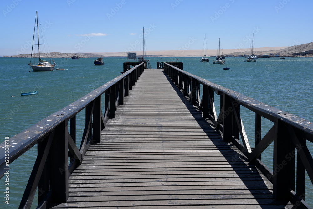 Bootssteg, Seebrücke in Lüderitz, Namibia, Afrika