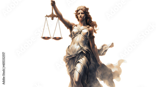 Fotografie, Tablou Lady of Justice: Emblematic Legal Figure on a Transparent Background PNG