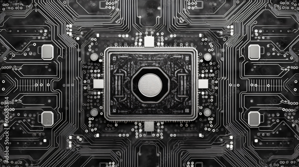 Fototapeta premium A, integrated circuits, semiconductors, chips, industrial technology, inside technology used everywhere in this world, Automated robotics, GPU, architecture